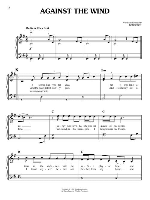first 50 pop songs easy sheet music of against the wind
