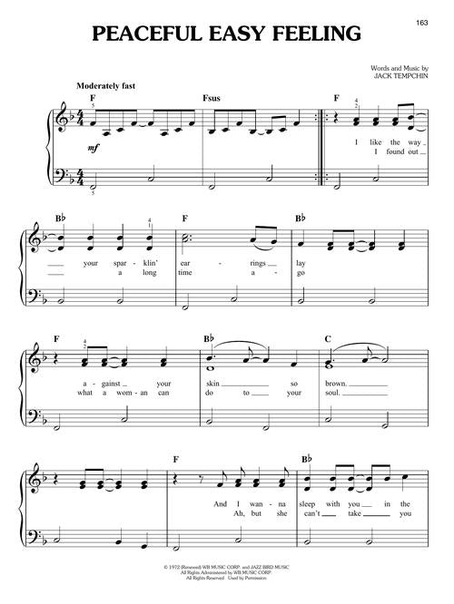 first 50 pop songs easy sheet music of peaceful easy feeling