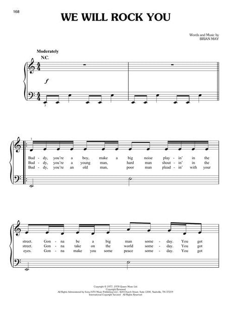 first 50 pop songs easy sheet music of we will rock you
