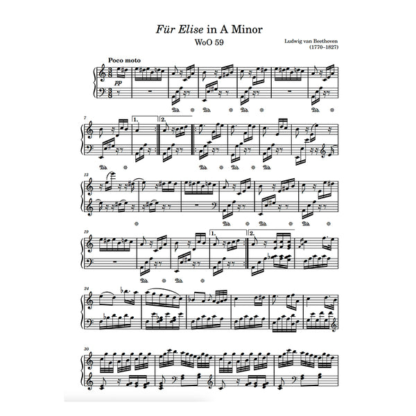 für elise pedal Fur Elise Piano Sheet Music