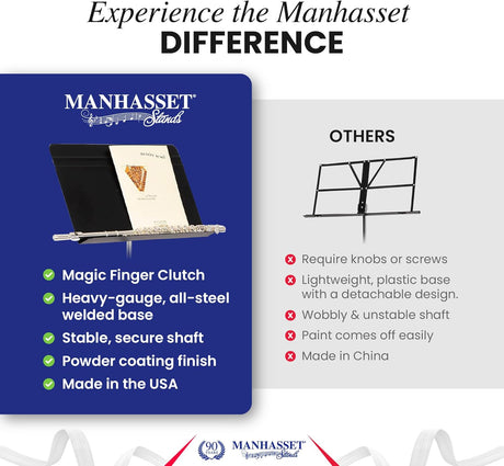 See and experience the Manhasset music stand difference chart