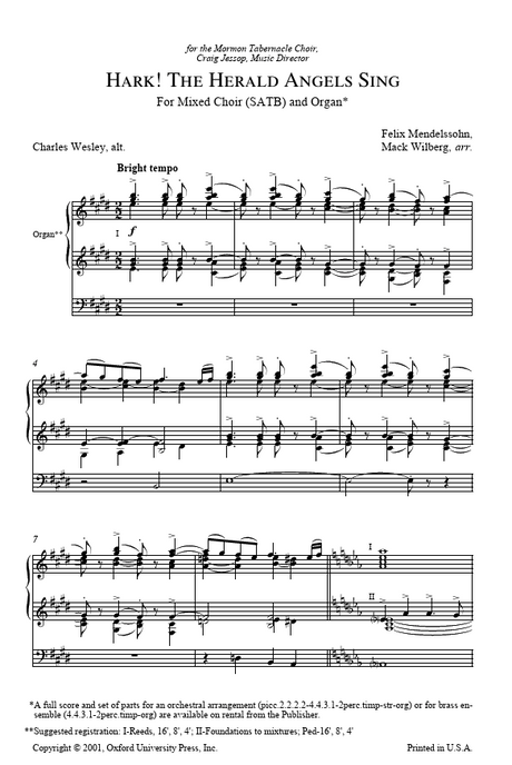 Sheet music for 'Hark! The Herald Angels Sing' with musical notation and text.