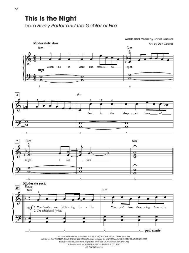 Harry Potter Sheet Music from the Complete Film Series (Easy Piano)