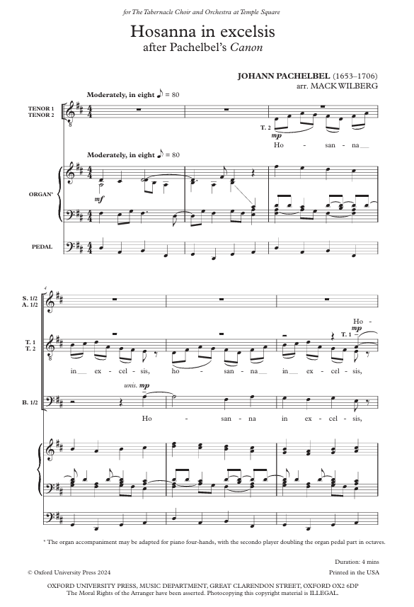 Hosanna in Excelsis – Mack Wilberg | Pachelbel Canon in D SATB Choir