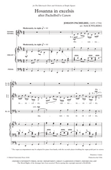 Sheet music for 'Hosanna in excelsis' after Pachelbel's Canon by Johann Pachelbel, arranged by Mack Wilberg.