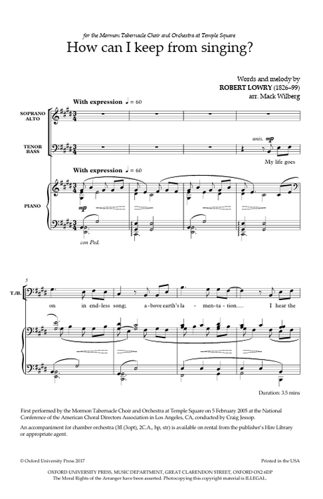 How can I keep from singing by mack wilberg sheet music