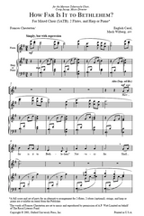 Sheet music for 'How Far Is It to Bethlehem?' with musical notation and text.