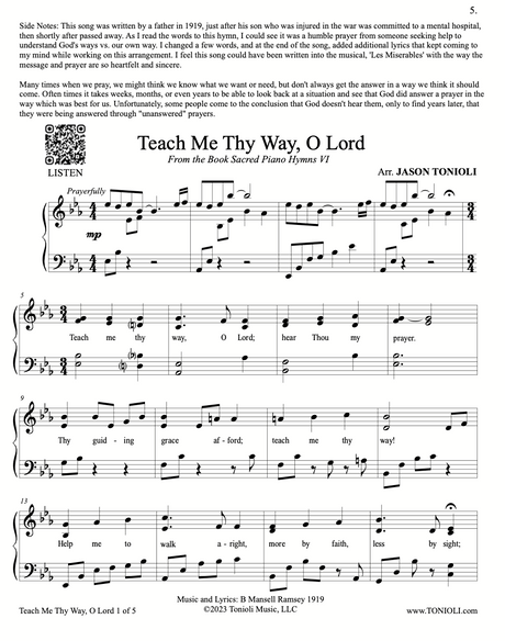 teach me thy way o lord piano sheet music by jason tonioli