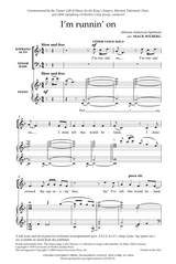 Sheet music for 'I'm runnin' on' with musical notation and text.