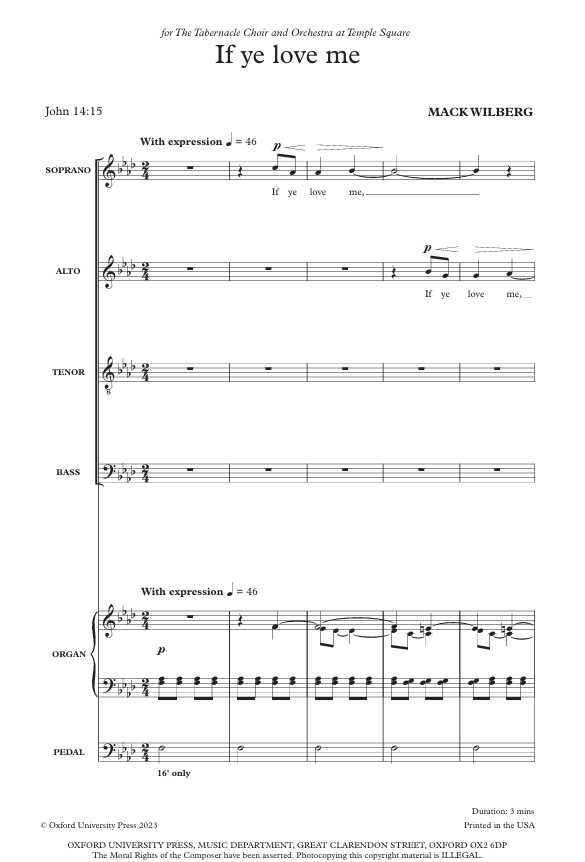 If Ye Love Me – Mack Wilberg | SATB Choir & Organ Sheet Music