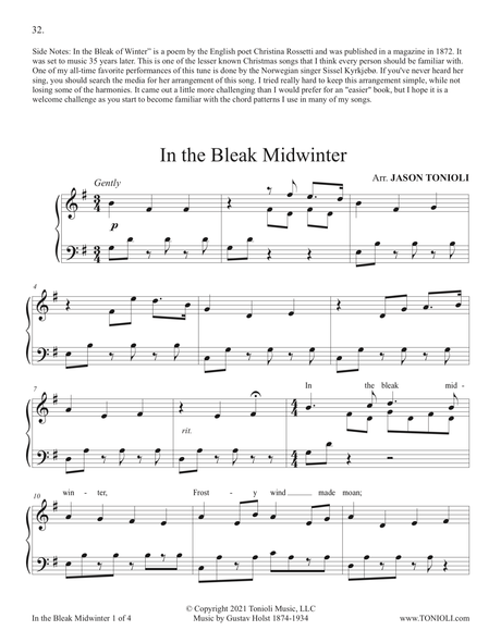 in the bleak midwinter Christmas songs for easy piano sheet music by jason tonioli