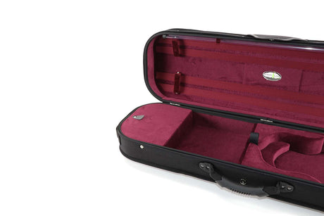 Violin case jakob winter with red interior on a white background