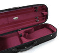 Open violin jakob winter hard case with red interior on a white background