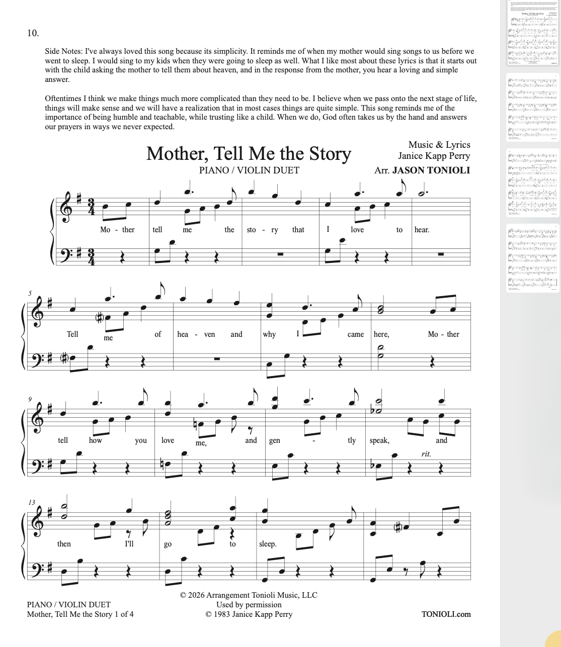 Janice Kapp Perry Duets for Piano & Violin