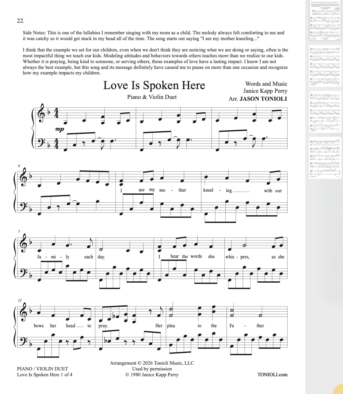 Janice Kapp Perry Duets for Piano & Violin