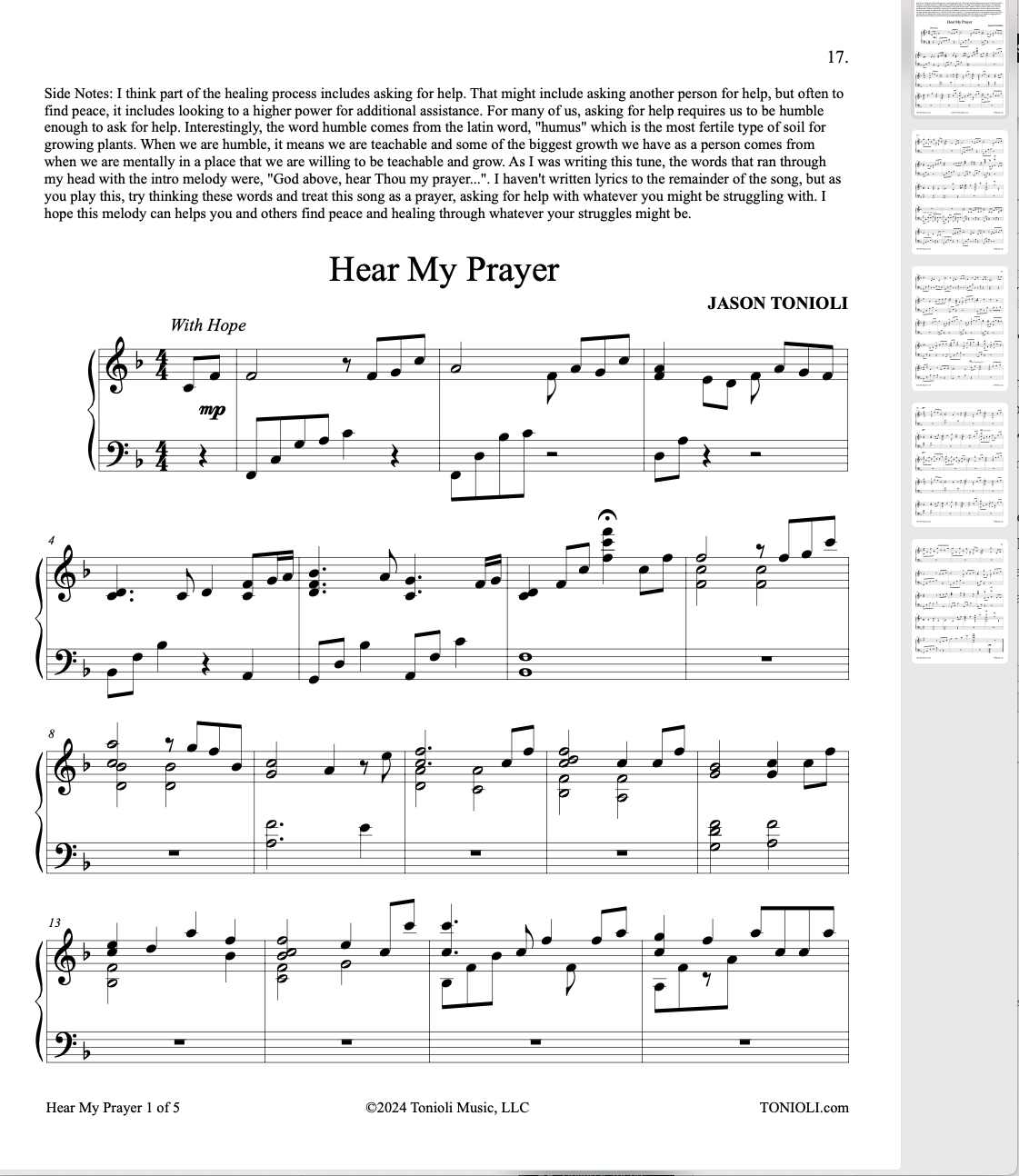 healing piano by jason tonioli piano sheet music