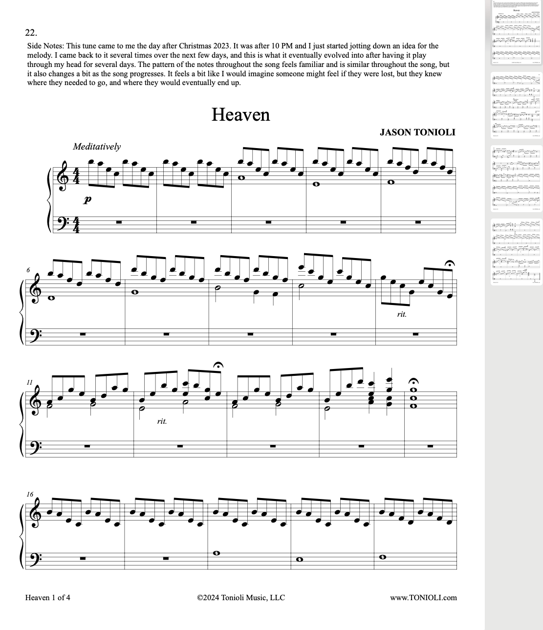healing piano by jason tonioli piano sheet music