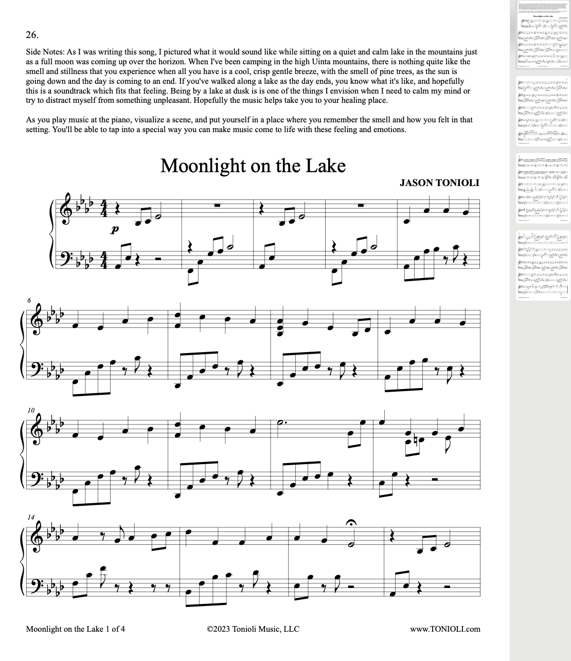 healing piano by jason tonioli piano sheet music