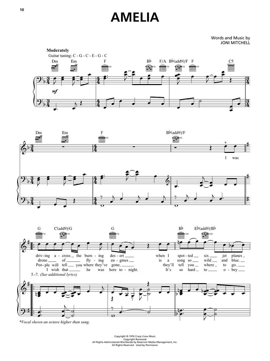 Joni Mitchell Sheet Music Collection | Piano, Vocal & Guitar