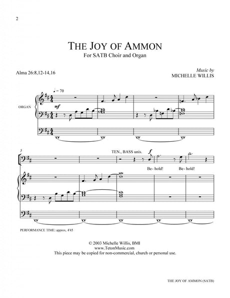 Joy of Ammon free LDS sheet music for ward choir