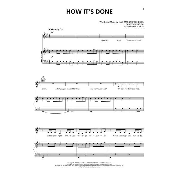 Sheet music for 'How It's Done' with piano notes and lyrics on a white background