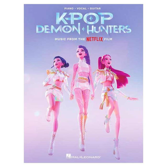 Music book cover for 'K-Pop Demon Hunters' with characters and Hal Leonard logo