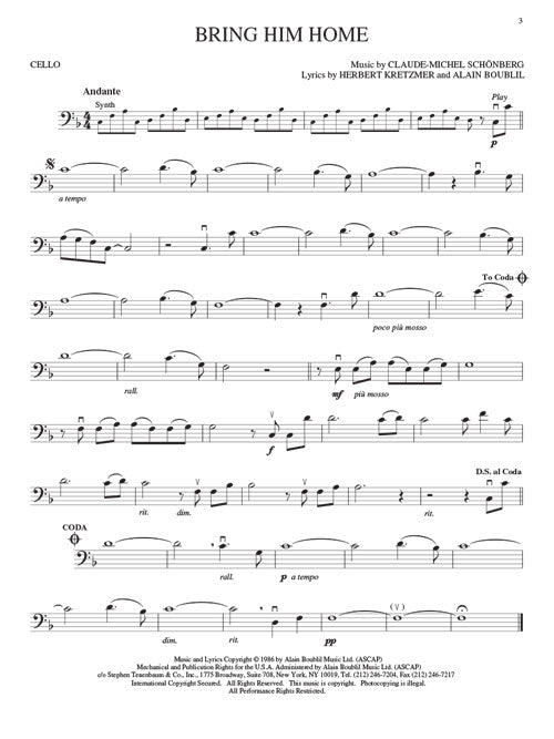 Les Miserables Cello Play-Along Book with Online Audio – Hal Leonard