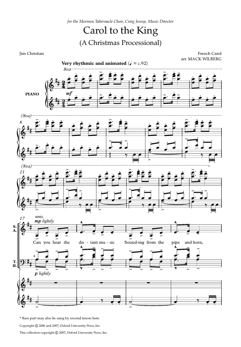 Mack wilberg christmas carols sheet music for church and schools