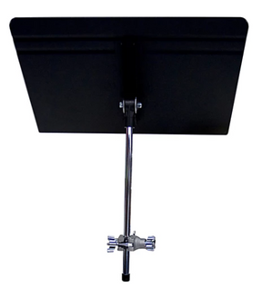 Manhasset Drummer Music Stand with a full-size desk, dual clamp/dual swivel mounting system, and a 16-inch shaft.