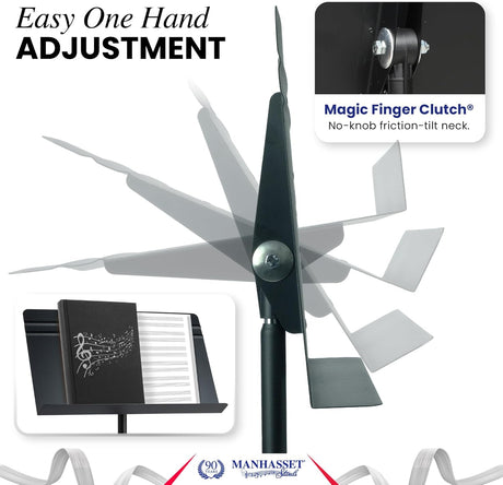 Easy adjustment of Manhasset music stands