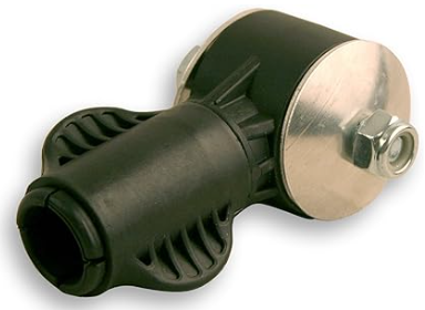A black and silver swivel joint for Manhasset Voyager music stand.