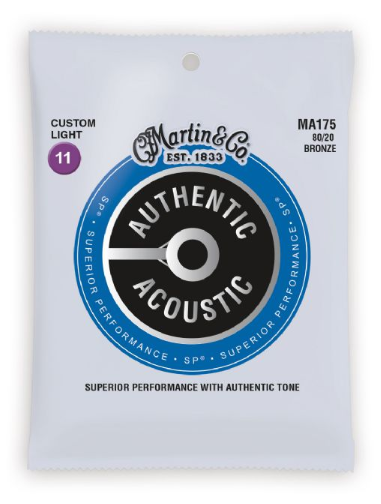Martin MA175 Authentic Acoustic SP 80/20 Custom Light Guitar Strings. 11-52