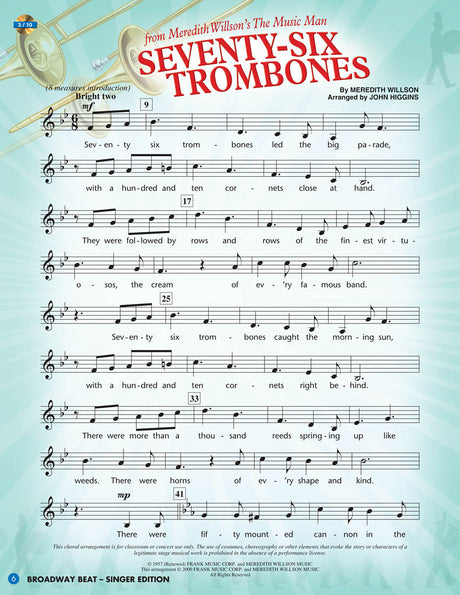 The Music Man sheet music from 76 trombones from Broadway Beat