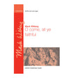 Music sheet cover for 'O come, all ye faithful' by Mack Wilberg with a red vertical stripe and text.