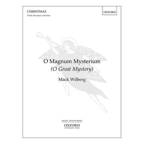 Sheet music cover for 'O Magnum Mysterium' by Mack Wilberg with a white dove illustration on a white background.