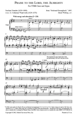 Sheet music for 'Praise to the Lord, the Almighty' by Joachim Neander and Catherine Winkworth.
