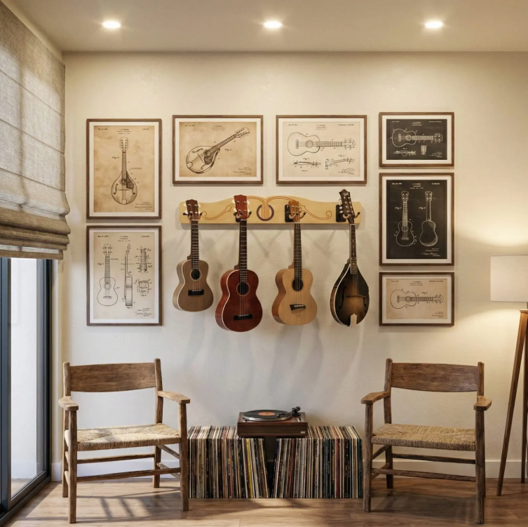 The Pro-File™ Wall Mounted Ukulele & Mandolin Hanger