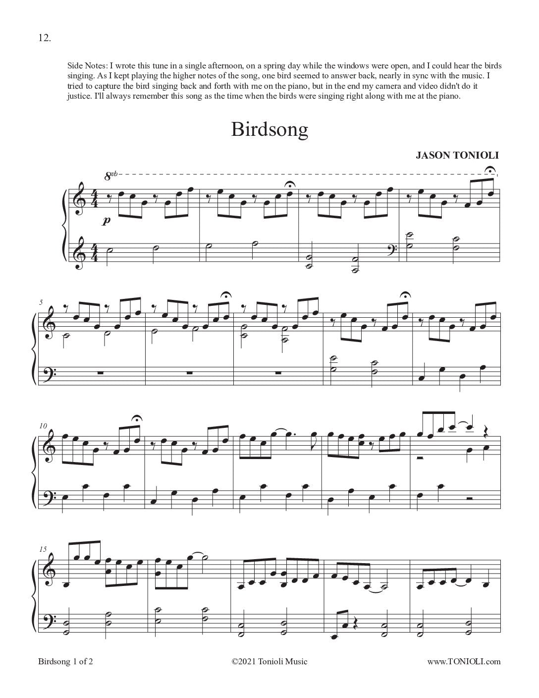 Quiet Thoughts: Easier Originals Vol. 1 by Jason Tonioli – Piano Solos