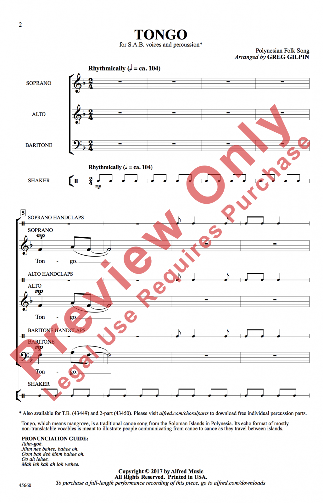 Tongo (SAB Choir and Percussion)