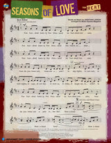 Sheet music for 'Seasons of Love' from Rent with colorful title banner