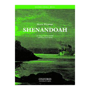 Sheet music cover of 'Shenandoah' by Mack Wilberg with a green and black design.