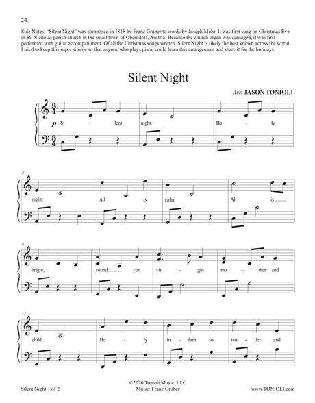 silent night Christmas songs for easy piano sheet music by jason tonioli
