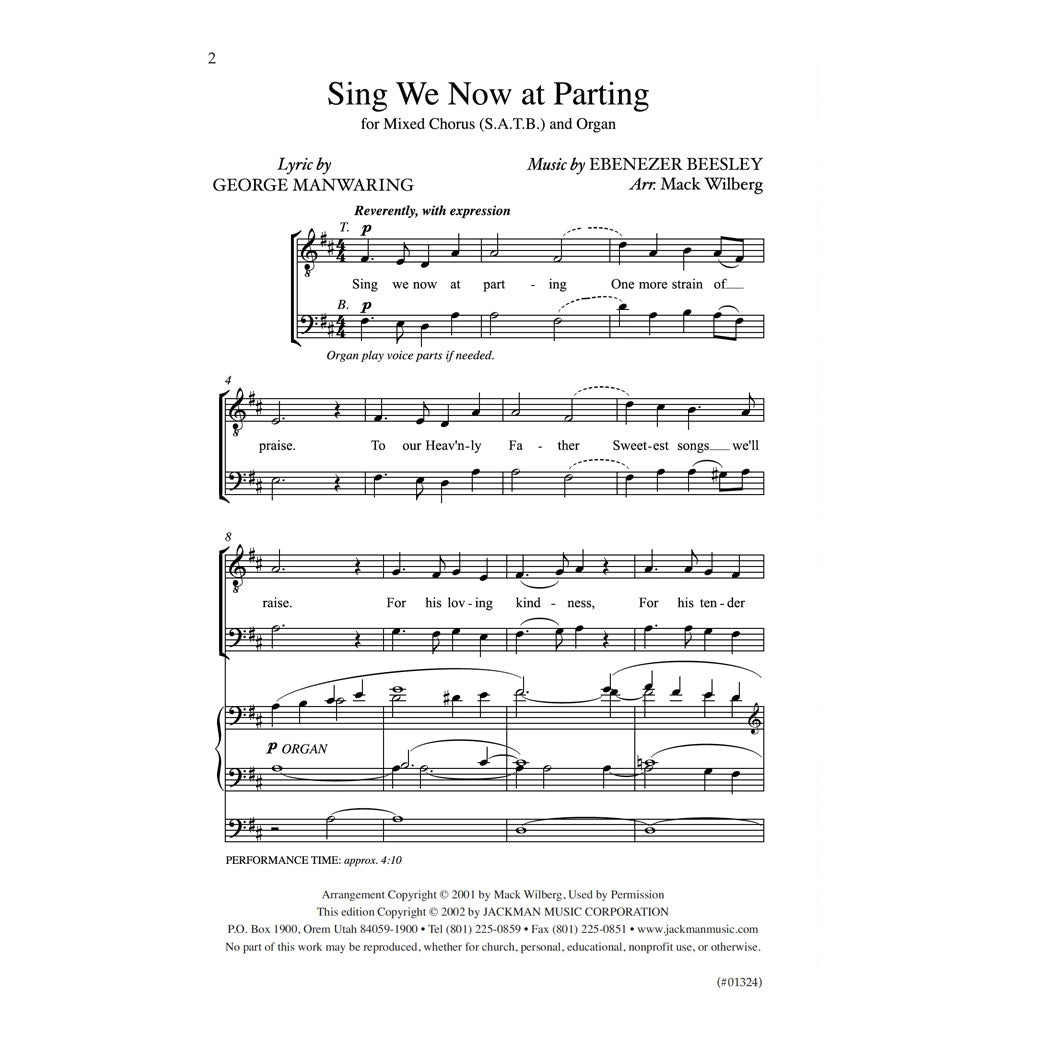Sing We Now at Parting