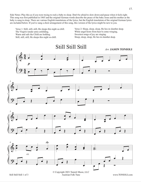 still still still Christmas songs for easy piano sheet music by jason tonioli