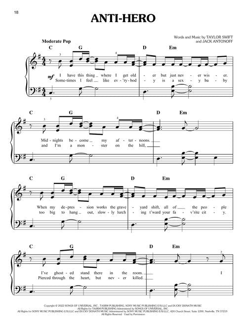 Taylor Swift Midnights - Easy Piano
