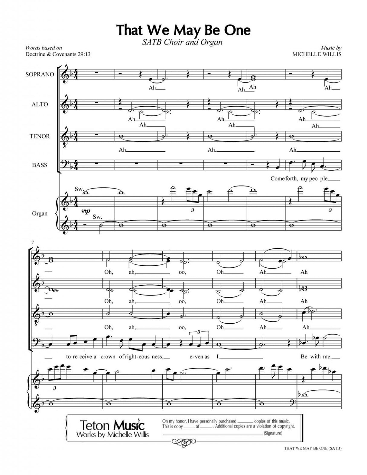 That We May Be One (SATB)