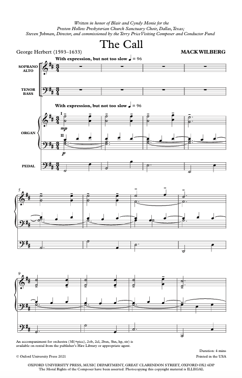 Sheet music for 'The Call' by George Herbert with musical notation.