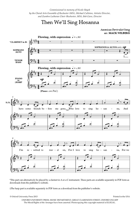 then we'll sing hosanna by mack wilberg for choir sheet music sung by tabernacle choir