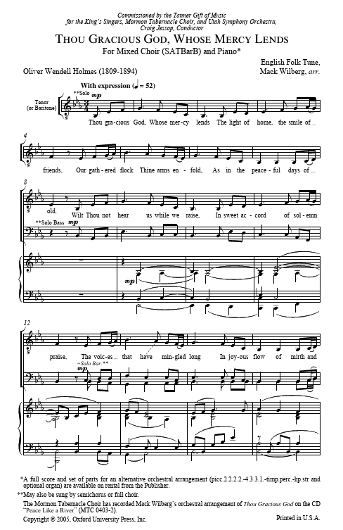 thou gracious god, whose mercy lends hymn by mack wilberg sung by the tabernacle choir