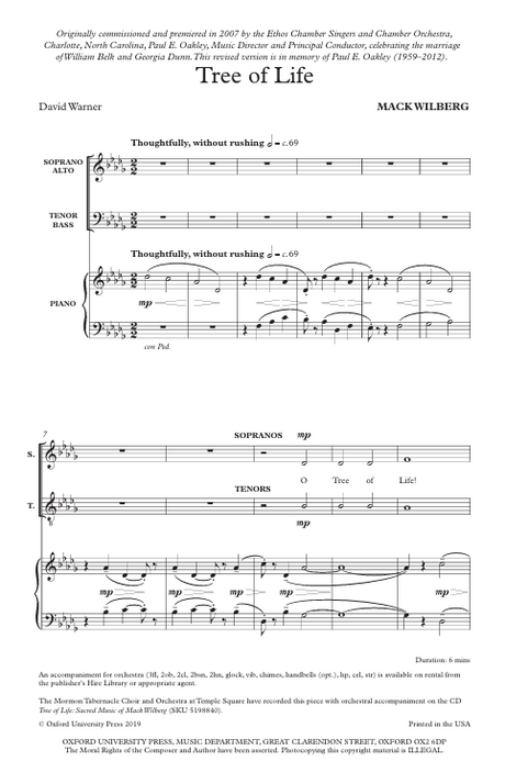 tree of life by mack wilberg sheet music for tabernacle choir